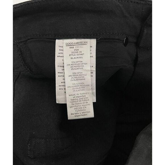 Good American Good Classic Coated Black Straight Leg Jeans Size 6/28 Stretch - Picture 6 of 11